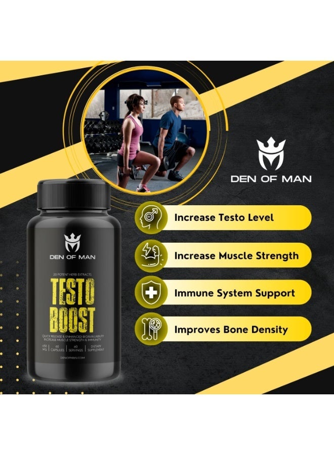 DEN OF MAN Testo Booster Capsules For Men 650mg Per Serving 60 Count pack of 3 - Image 4